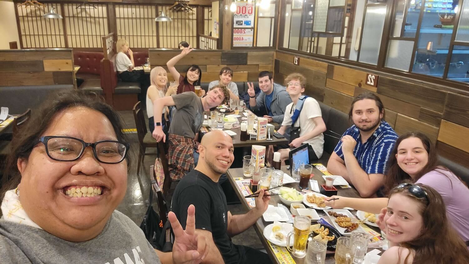 A WanderRock group at dinner