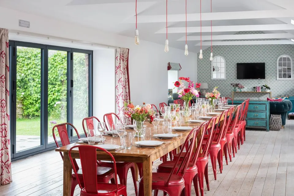 The long dining table at the country house in Somerset