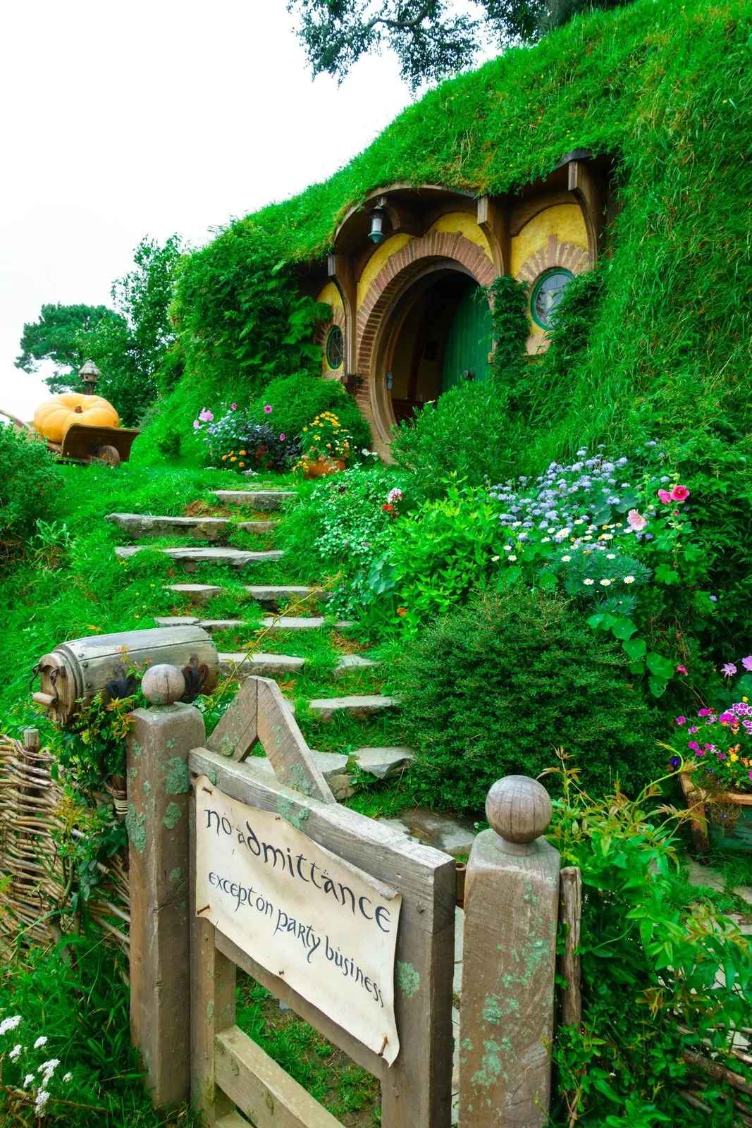 The No Admittance Except on Party Business sign at Hobbiton